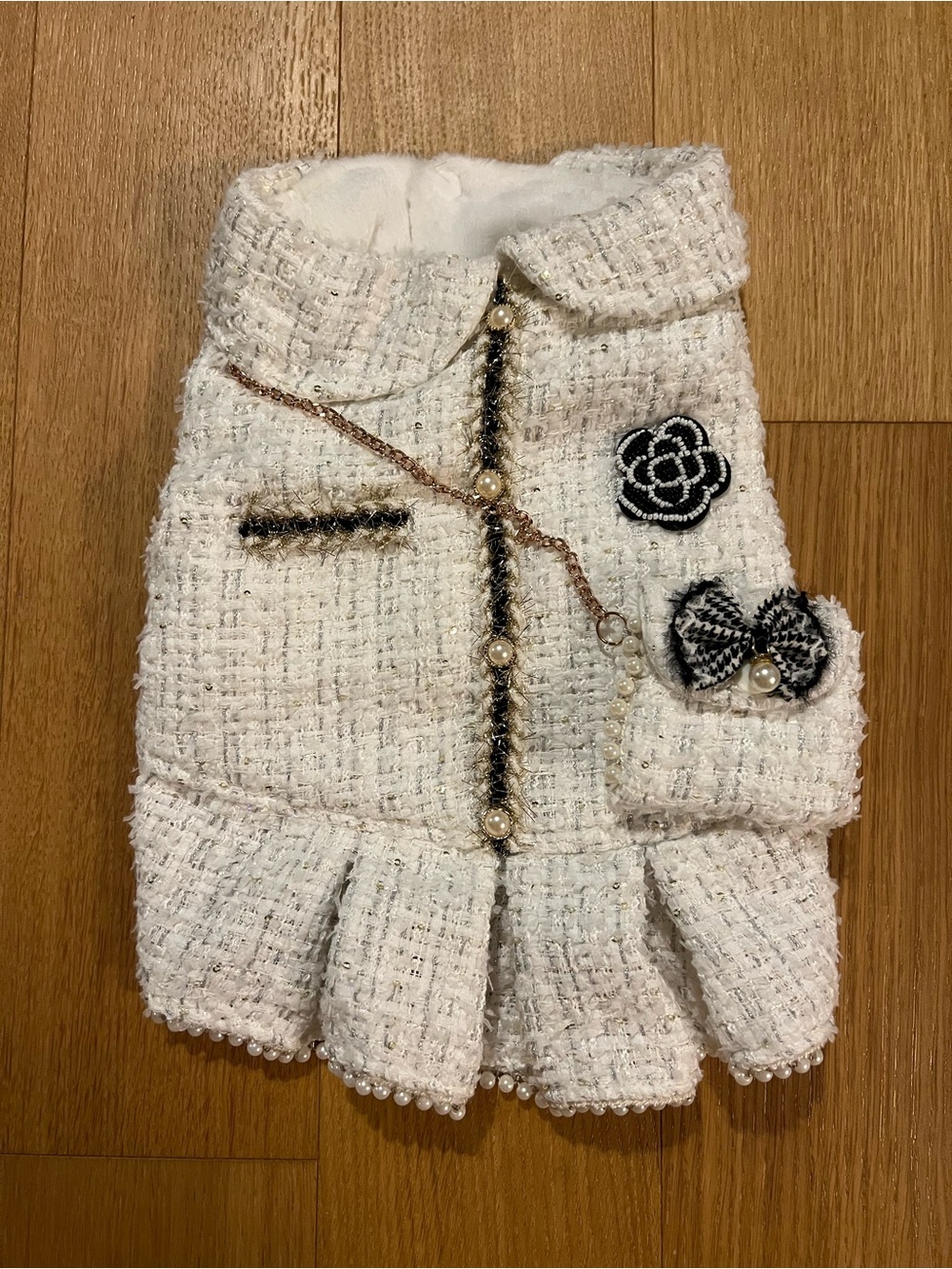 Pearl-Trim Tweed Dress for Dog or Cat